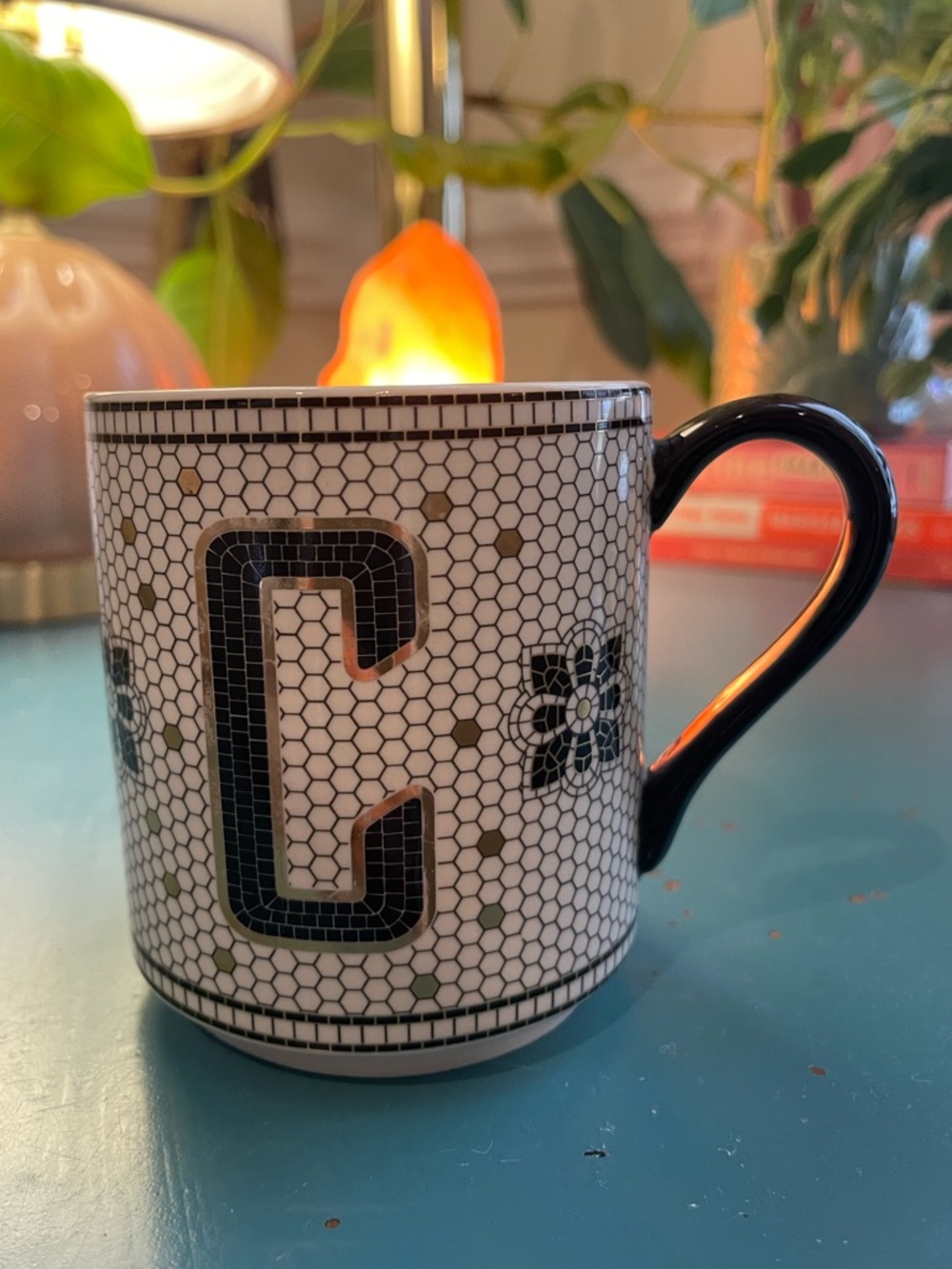 Anthropologie Margot Mosaic Tile Monogram “C” Mug